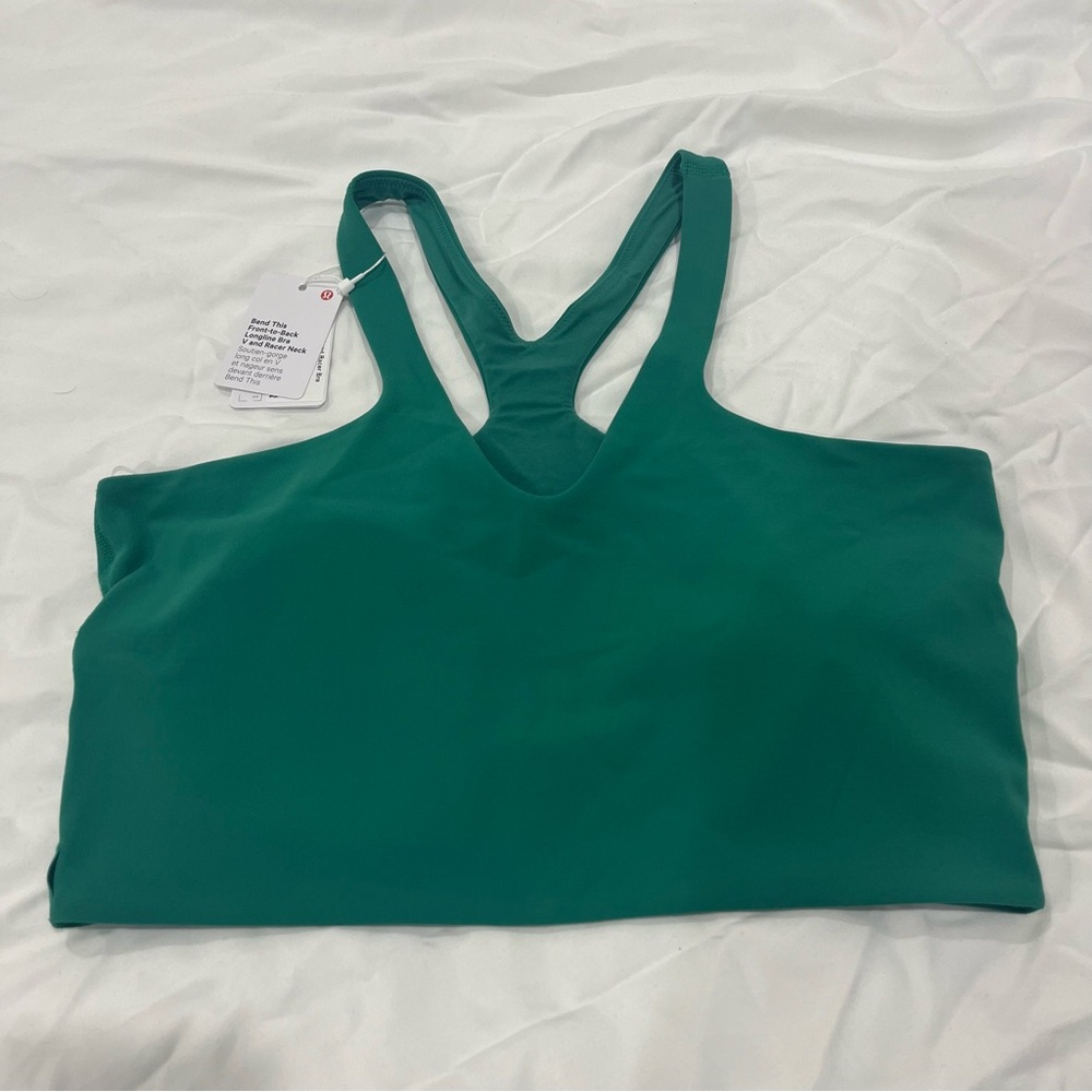 NWT Lululemon Bend This V and Racer Bra - Cascadia Green - Picture 6 of 7
